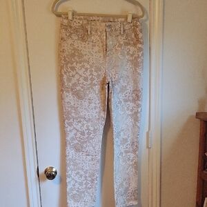 Chicos So Slimming Loving Lace Print Girlfriend ankle jeans, Size 0.5R